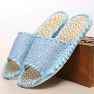 Plus Size Women Casual Open Toe Rattan Grass Linen Non-Slip Home Slippers
