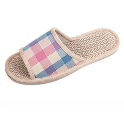 Plus Size Women Casual Open Toe Rattan Grass Linen Non-Slip Home Slippers