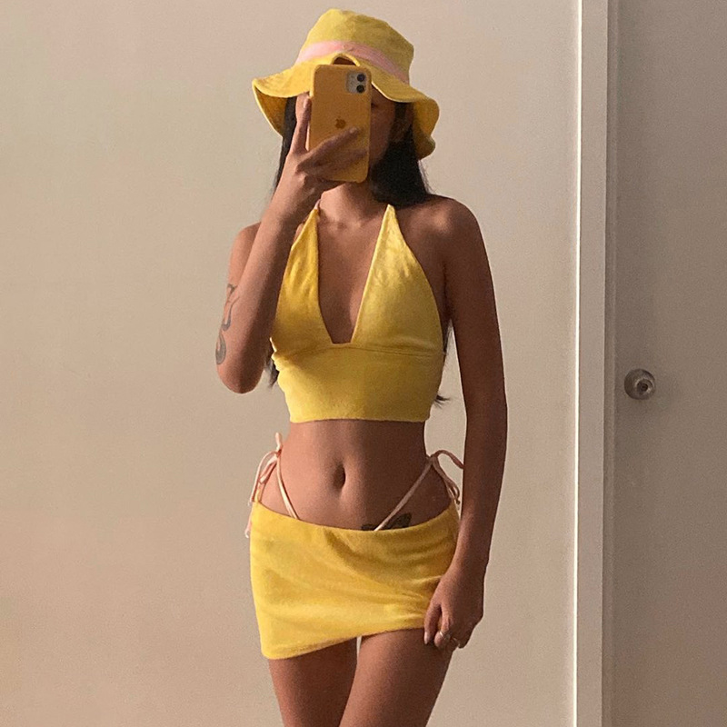 yellow halter top