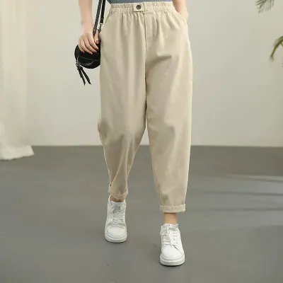 Women Fashion Casual Solid Color Harem Cropped Pants
