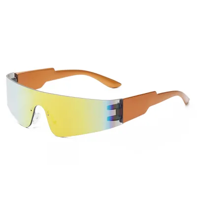 Trendy Punk Tech-Sense Shaped Mirror One-Piece Sunshade Sunglasses
