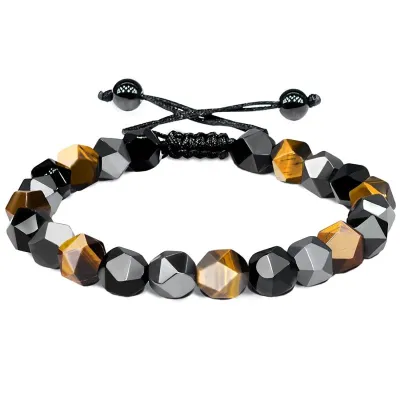 Men Unisex Natural Stone Tiger Eye Braided Bracelet