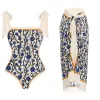 White Tiny Flower Bikini + Skirt