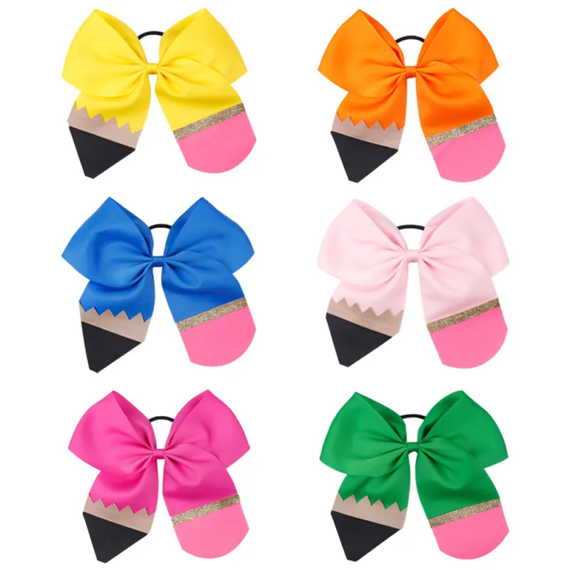 Children Kids Baby Girls Back To School Cute Pencil Bowknot Hair Rope Accessories
