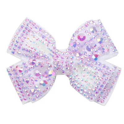Kids Baby Girls Rhinestones Pearl Bow Hair Clip Duckbill Clip Hairband