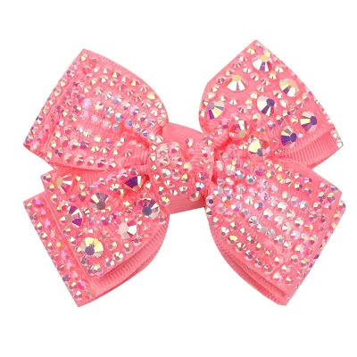Kids Baby Girls Rhinestones Pearl Bow Hair Clip Duckbill Clip Hairband