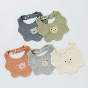 Toddlers Newborn Baby Fashion Cartoon Bear Bib Burp Cloth Pure Cotton 30x24cm Unisex