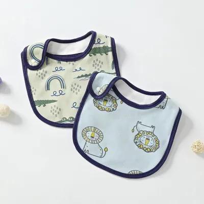 Toddlers Newborn Baby Fashion Cartoon Print Feeding Bib Burp Cloth Comfort Towel Pure Cotton Unisex