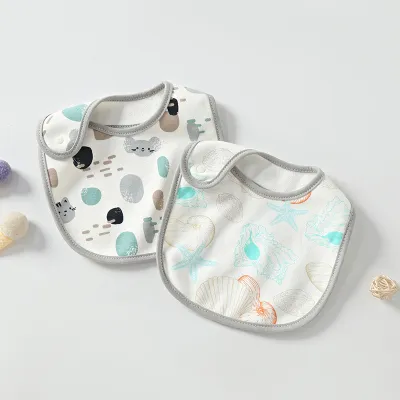 Toddlers Newborn Baby Fashion Cartoon Print Feeding Bib Burp Cloth Comfort Towel Pure Cotton Unisex