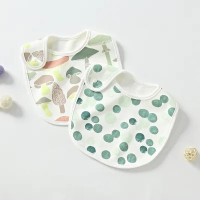 Toddlers Newborn Baby Fashion Cartoon Print Feeding Bib Burp Cloth Comfort Towel Pure Cotton Unisex