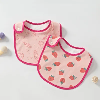 Toddlers Newborn Baby Fashion Cartoon Print Feeding Bib Burp Cloth Comfort Towel Pure Cotton Unisex