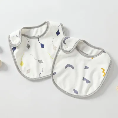 Toddlers Newborn Baby Fashion Cartoon Print Feeding Bib Burp Cloth Comfort Towel Pure Cotton Unisex