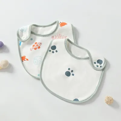 Toddlers Newborn Baby Fashion Cartoon Print Feeding Bib Burp Cloth Comfort Towel Pure Cotton Unisex