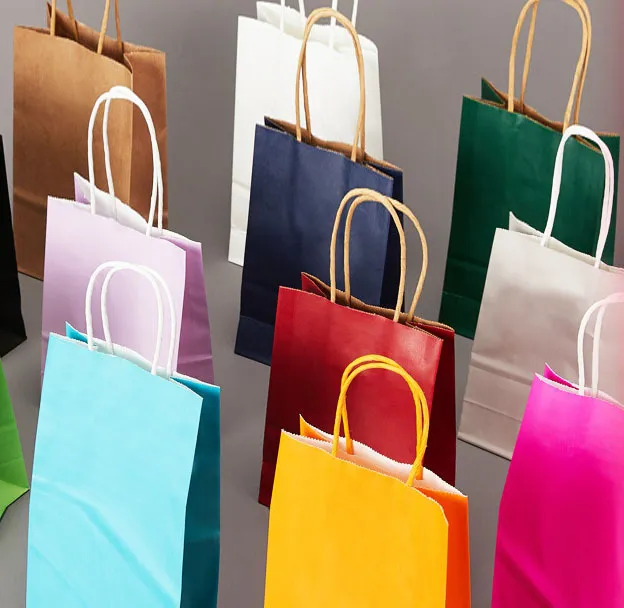 Fashion Creative Solid Color Custom Kraft Paper Shopping Bag Clothing Gift