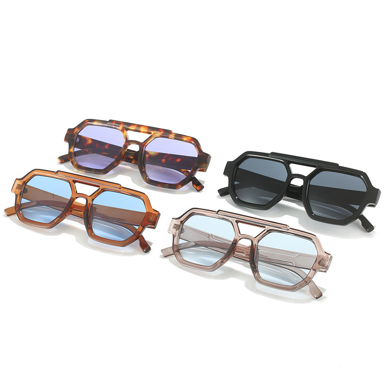 Wholesale Fashion Unisex Double Bridge Square Sunglasses