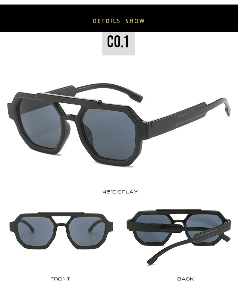 Wholesale Fashion Unisex Double Bridge Square Sunglasses