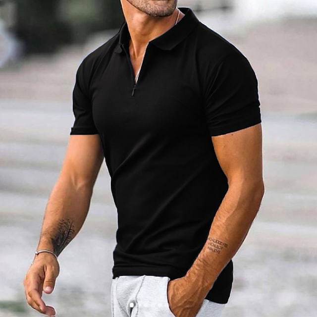 Wholesale Men Casual Basic Solid Color Lapel Zipper Short