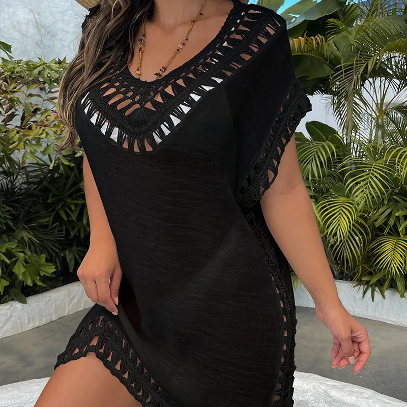 Women Sexy Casual Hand-Hook Lace Splicing Sunscreen Cover-Up