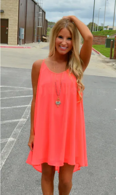 Women Casual Solid Color Round Neck Mesh Stitching Backless Chiffon Suspender Dress