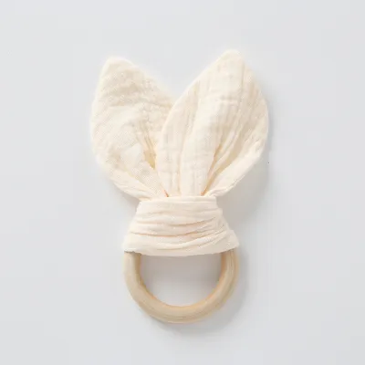 Baby Pacifier Hand Puppet Toy Beech Wood Cotton Yarn
