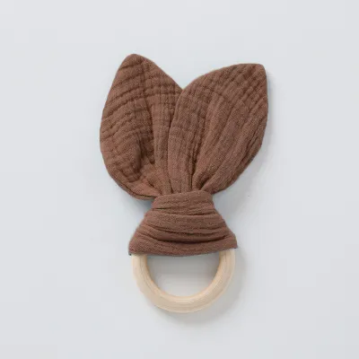 Baby Pacifier Hand Puppet Toy Beech Wood Cotton Yarn