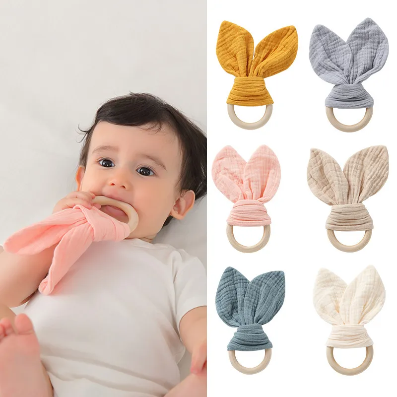 Baby Pacifier Hand Puppet Toy Beech Wood Cotton Yarn