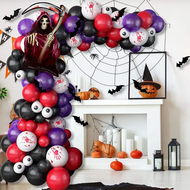 Halloween Balloon Chain Arch Set Blood Handprint Party Balloon Decoration 107pcs/Set