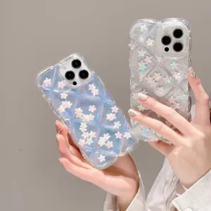 Funda de manzana epoxi floral con rombo láser a la moda para mujer