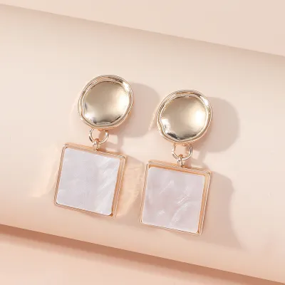 Women Fashion Bohemian Vintage Multicolor Square Dangle Earrings