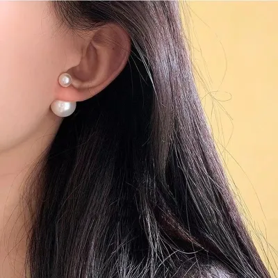 Women Fashion Elegant Cute Imitation Pearls Stud Earrings Geometric Style