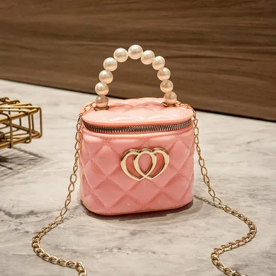 Women Fashion Mini Rhombus Double Crossbody Bag PVC Solid Color Zipper Sweet Style