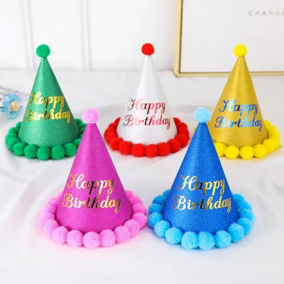 Birthday Party Kids Adult Birthday Dress Up Plush Ball Birthday Hat