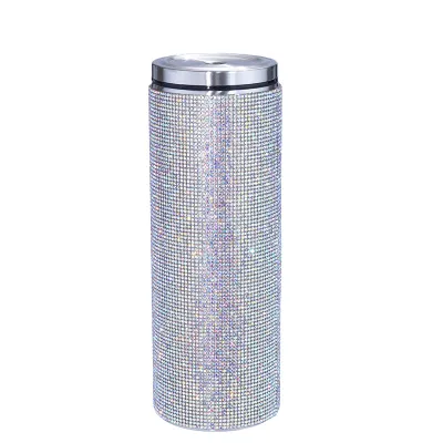 Simple Fashion Stainless Steel Vacuum Straw Rhinestone Travel Mug with Handle and Rope (S-5XL)