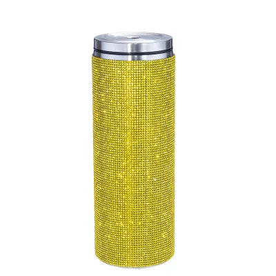 Simple Fashion Stainless Steel Vacuum Straw Rhinestone Travel Mug with Handle and Rope (S-5XL)