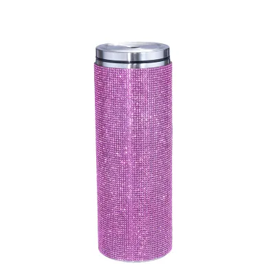 Simple Fashion Stainless Steel Vacuum Straw Rhinestone Travel Mug with Handle and Rope (S-5XL)