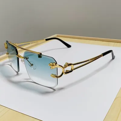 Women Fashion Gradient Double Bridge Cut Edge Square Sunglasses