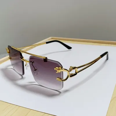 Women Fashion Gradient Double Bridge Cut Edge Square Sunglasses