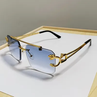 Women Fashion Gradient Double Bridge Cut Edge Square Sunglasses