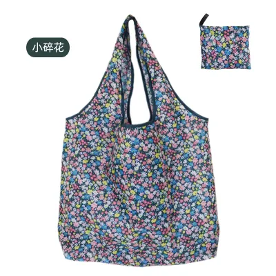 Simple Eco-Friendly Vegetable Print Foldable Supermarket Shopping Bag with Handle