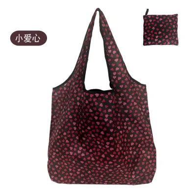 Simple Eco-Friendly Vegetable Print Foldable Supermarket Shopping Bag with Handle