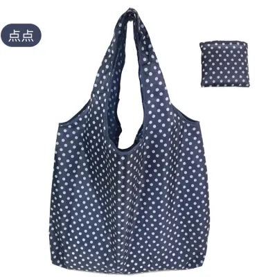 Simple Eco-Friendly Vegetable Print Foldable Supermarket Shopping Bag with Handle