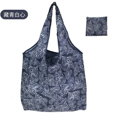 Simple Eco-Friendly Vegetable Print Foldable Supermarket Shopping Bag with Handle