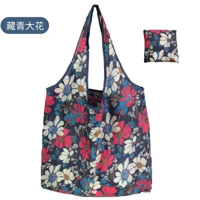 Simple Eco-Friendly Vegetable Print Foldable Supermarket Shopping Bag with Handle