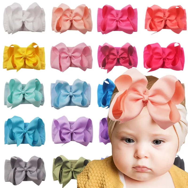 Children Kids Baby Fashion Solid Color Bowknot Headband