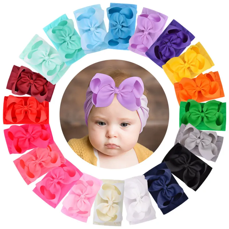 Children Kids Baby Fashion Solid Color Bowknot Plaid Headband