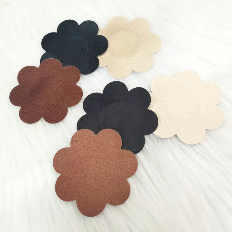 Women Fashion Breathable Flower Shape Disposable Satin Invisible Breast Sticker