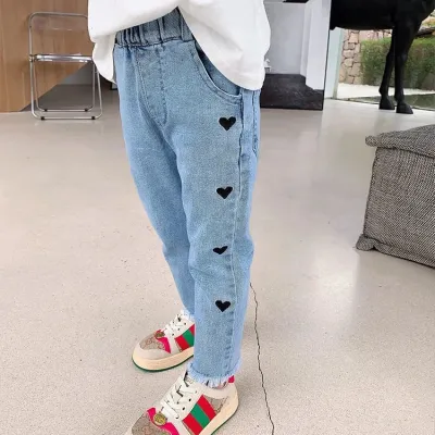 Children Kids Baby Fashion Girls Casual Basic Cute Animal Print Denim Jeans