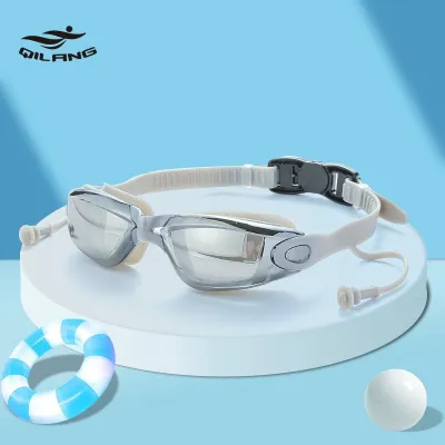 Neutral Simple High-Definition Plain Waterproof Anti-Fog Swimming Goggles