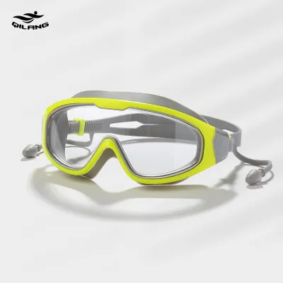 Unisex Fashion High-Definition Anti-Fog Large Frame Adjustable One-Piece Earplugs Swimming Glasses