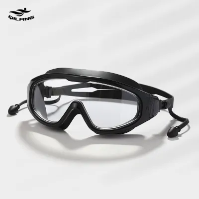 Unisex Fashion High-Definition Anti-Fog Large Frame Adjustable One-Piece Earplugs Swimming Glasses